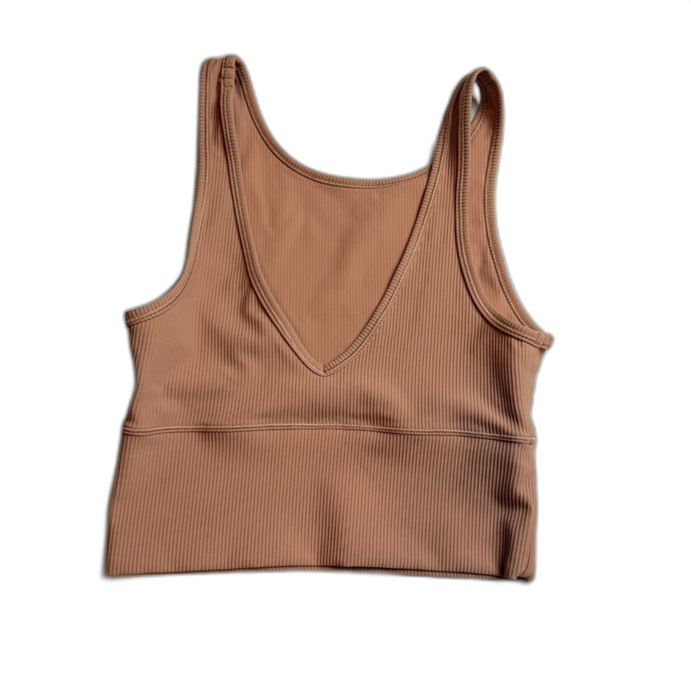 Lululemon Power Pivot Ribbed Cropped Tank Top Nude Size 4 Pink Clay - Picture 7 of 12